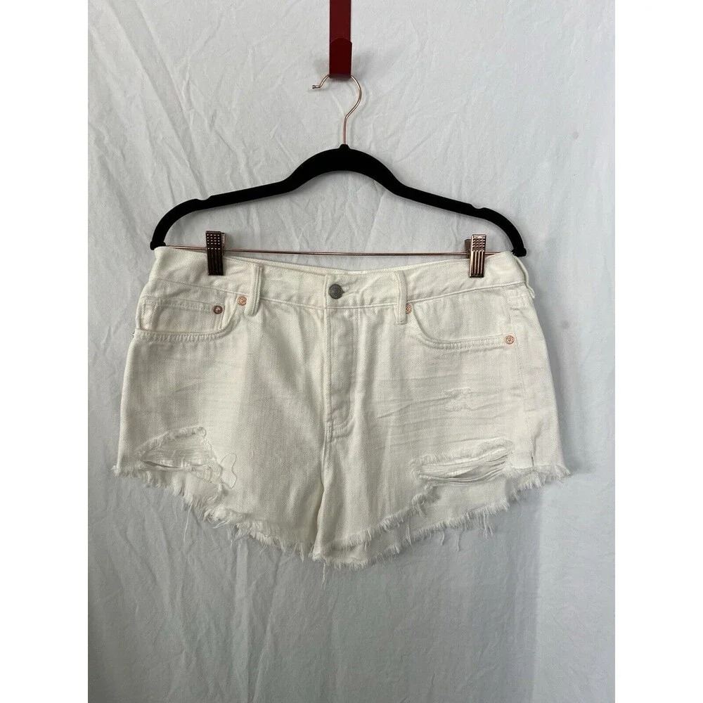 We The Free People High Rise Festival Shorts‎ Raw Hem White Size 29 Button Fly